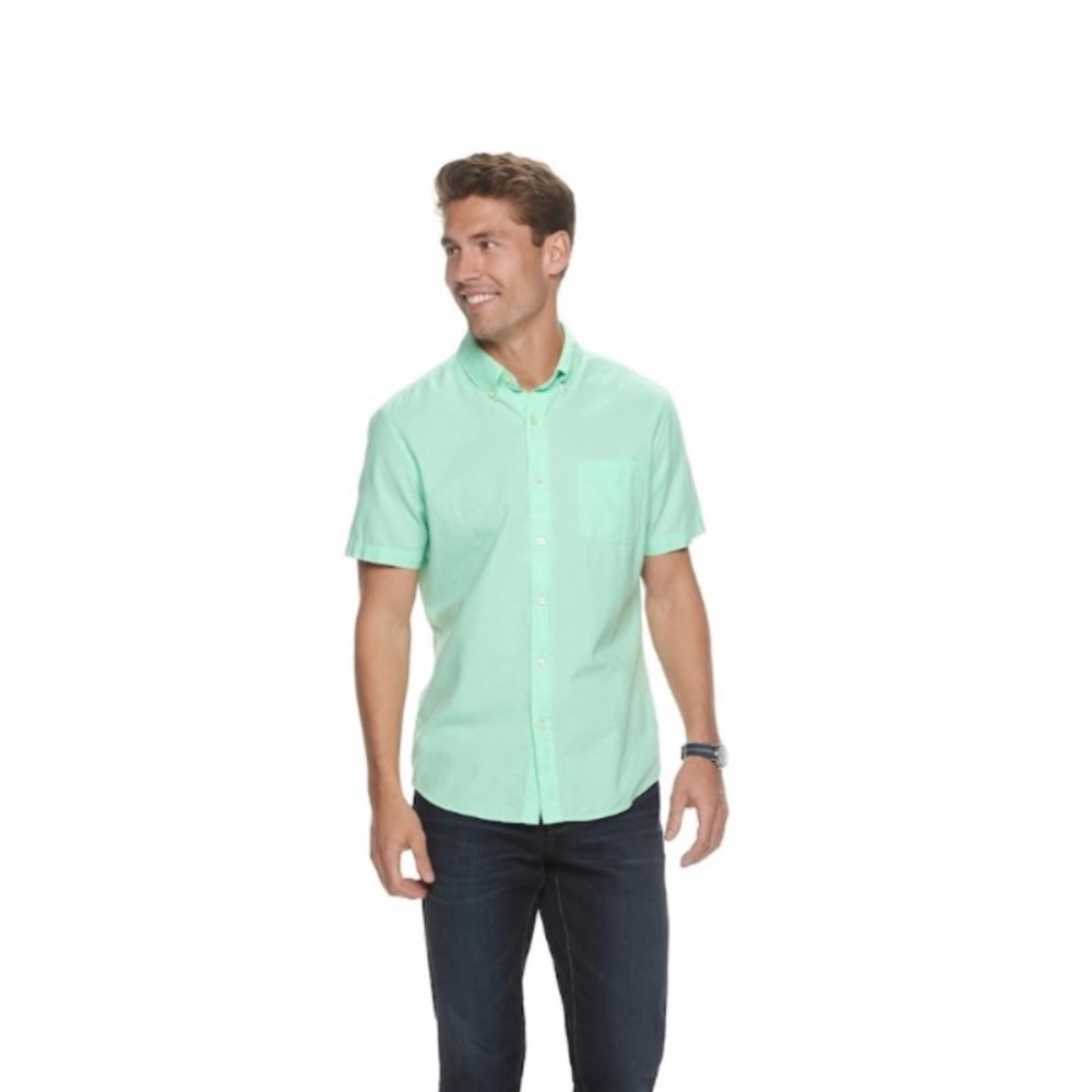 Sonoma Aqua Casual Short Sleeve Button Down Mens